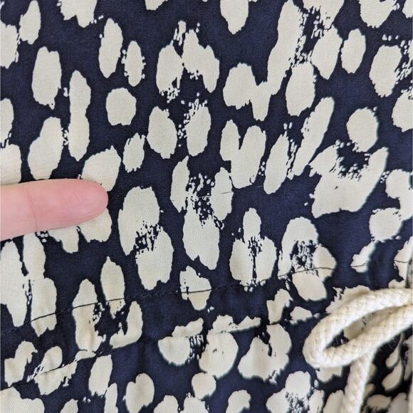 Sea New York Silk Blend Dress Navy Leopard Print Short Sleeve Drawstring, Size 6 - Picture 11 of 12